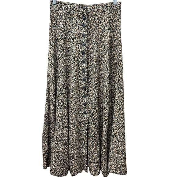 90s grunge whimsigoth floral skirt with buttons, medium - Picture 1 of 8